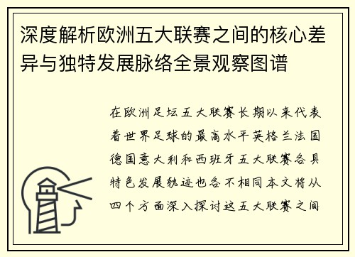 深度解析欧洲五大联赛之间的核心差异与独特发展脉络全景观察图谱